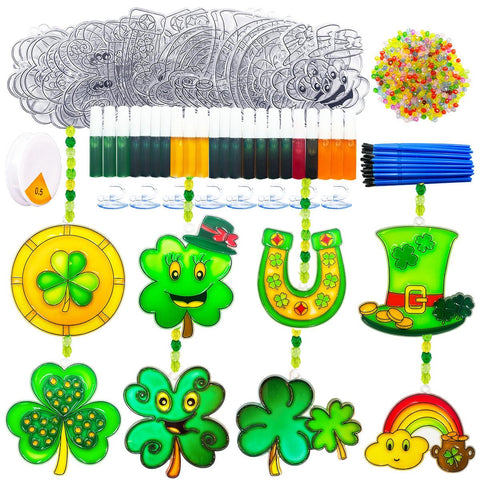 AUEKIV lucky shamrock suncatcher shines as sunlight streams through its colorful design.