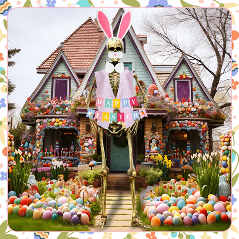 Augacage Easter skeleton banner for easy hanging and quick setup