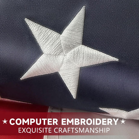 Augenstern flag with double-stitched stripes for long-lasting wear.