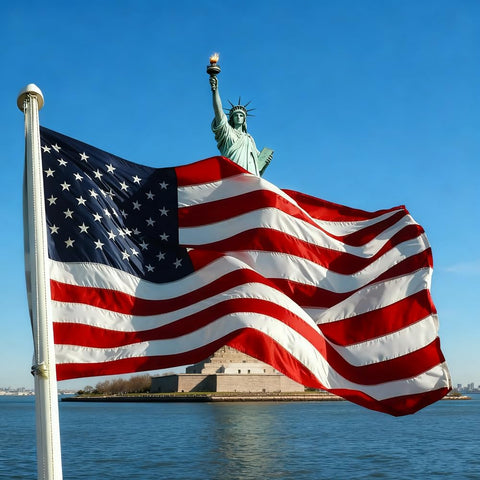 Augenstern flag ideal for outdoor garden or entryway display.
