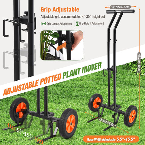 AugFir 8-inch wear-resistant wheels tackle steps and uneven surfaces.