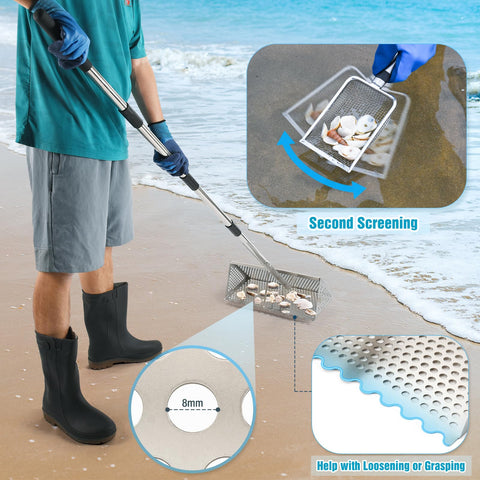 AugFir 8 mm mesh holes enable effective separation of sand fleas from sand.