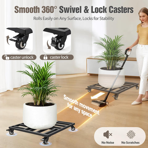 AugFir four swivel casters with locks ensure secure placement on hardwood or tile floors.