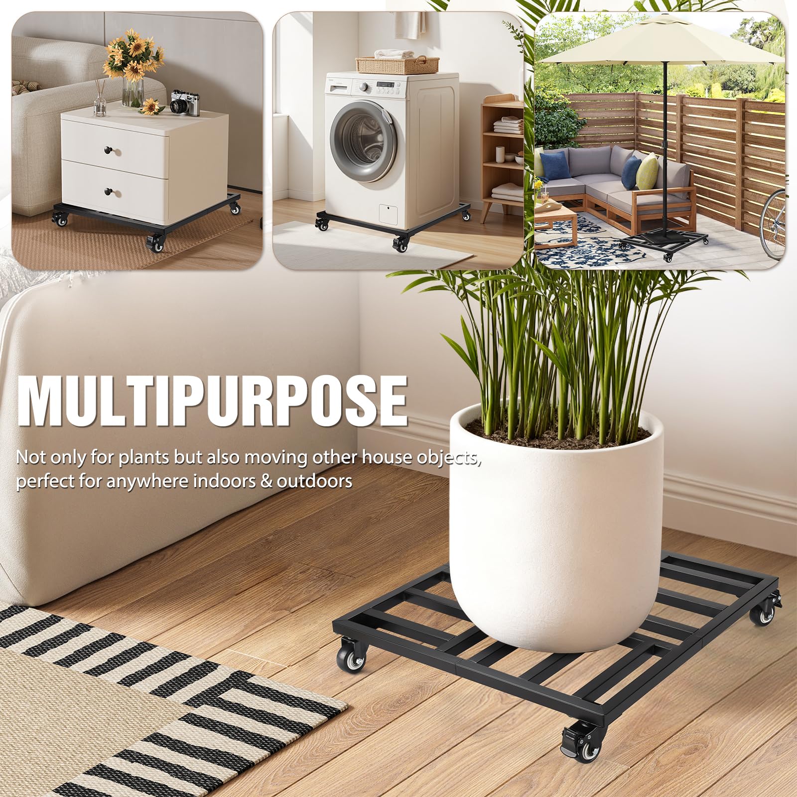 AugFir rolling cart helps transport heavy items like vases with ease.