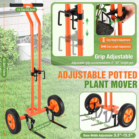 AugFir plant dolly base width adjustment fits multiple pot sizes
