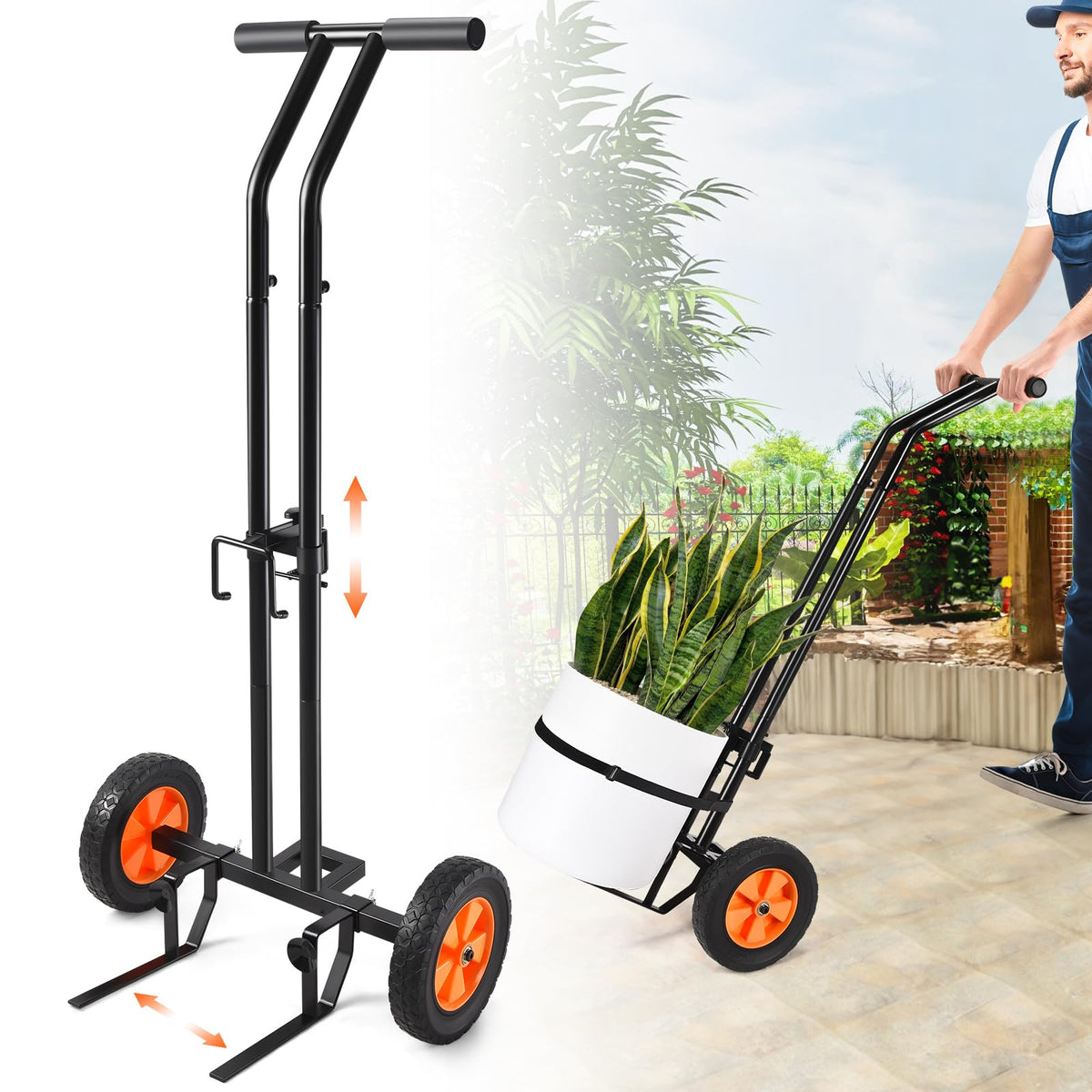 AugFir plant dolly with ergonomic handle enabling smooth indoor plant moves.