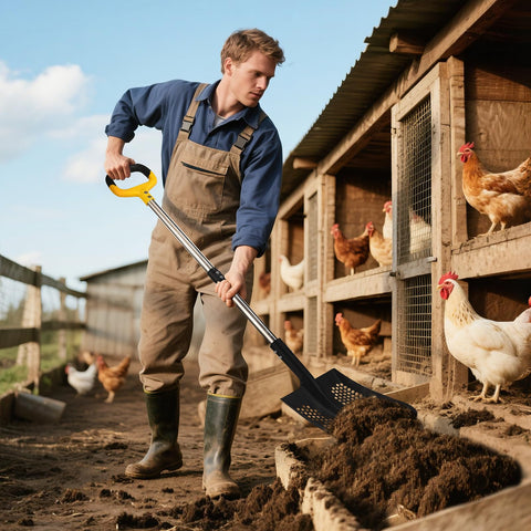 AugFir sand sifter shovel cleaning up yard debris and leaves efficiently