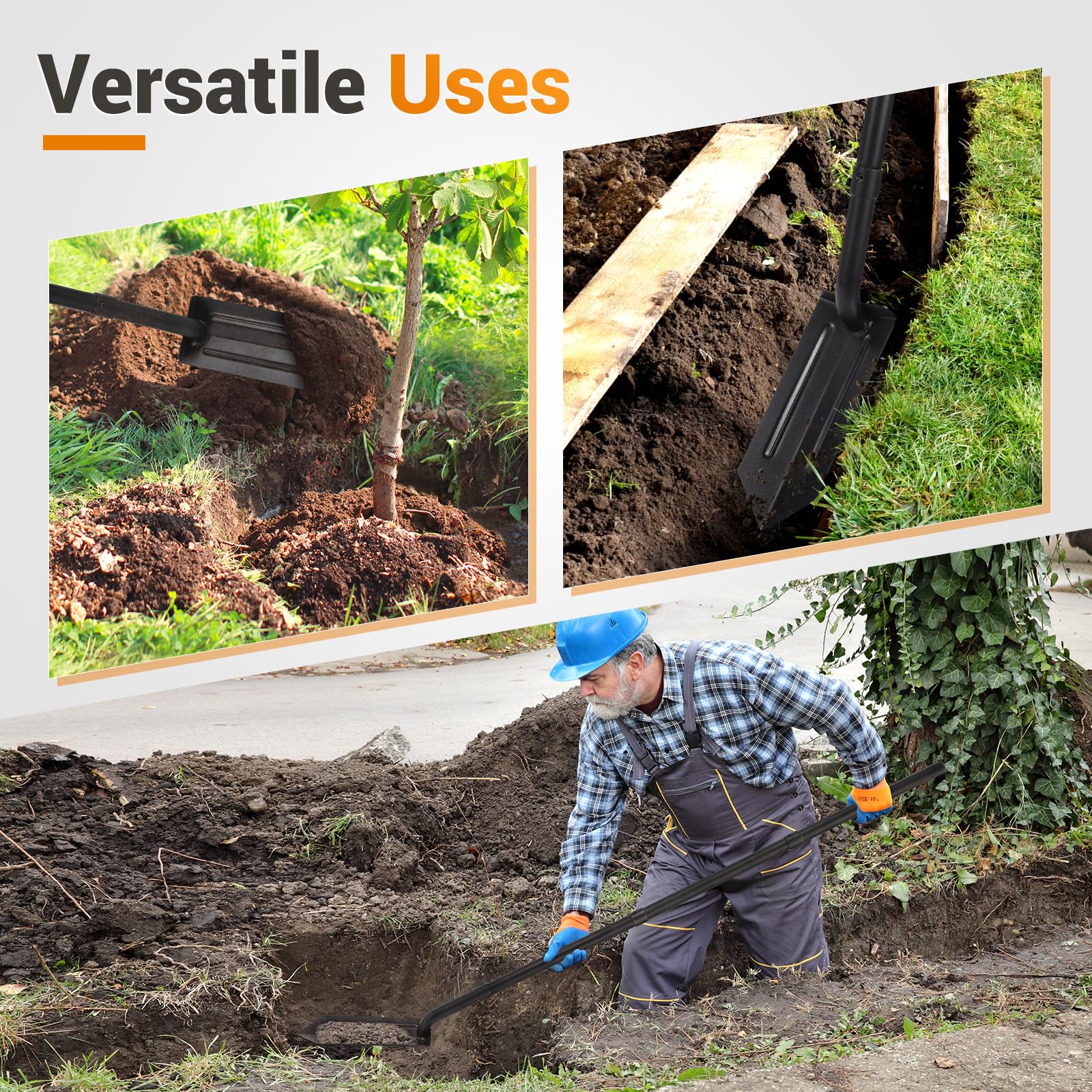 AugFir trench shovel is built for rugged outdoor tasks in construction or gardening.