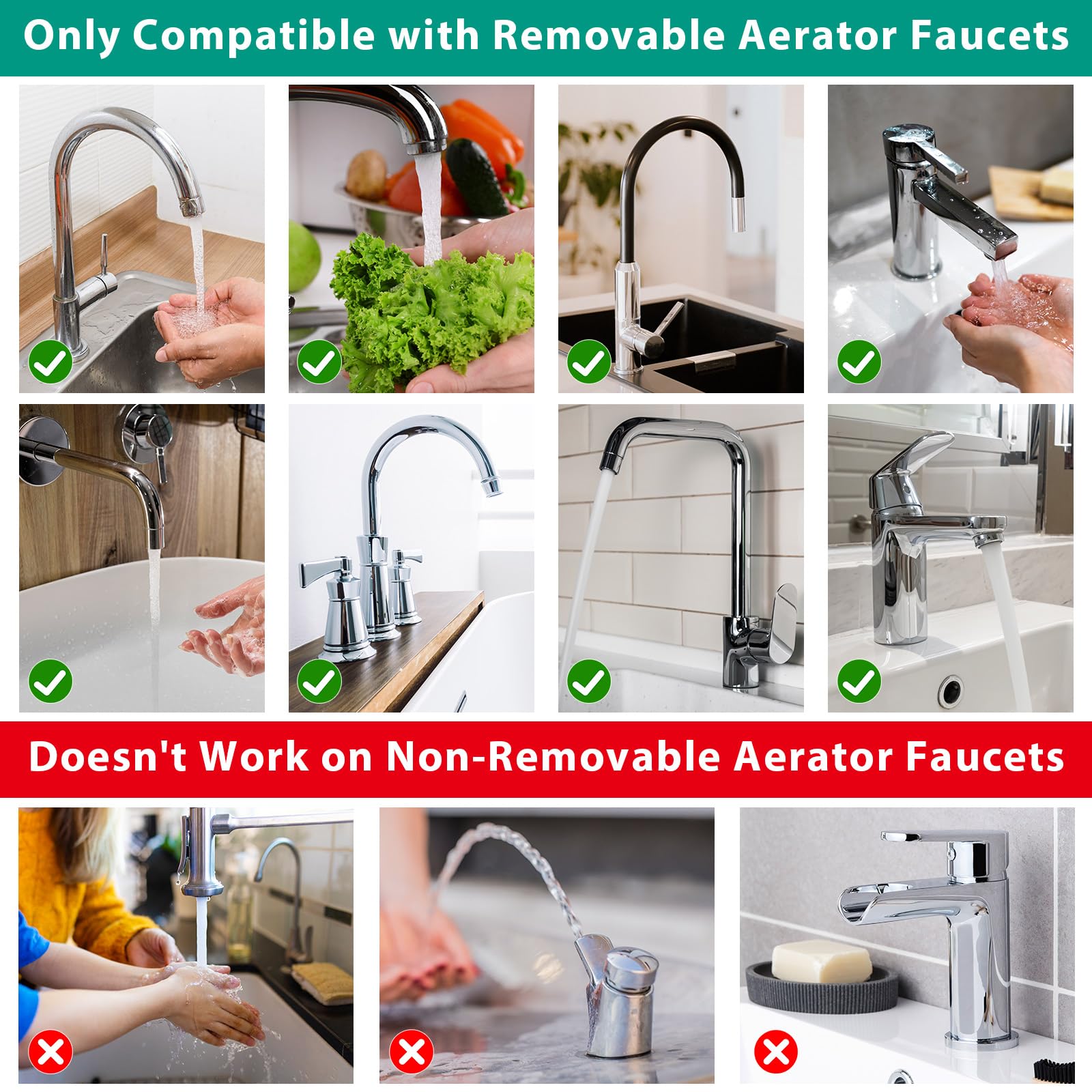 Compact AUGHOA adapter sized 1.06 by 1.06 inches on faucet.