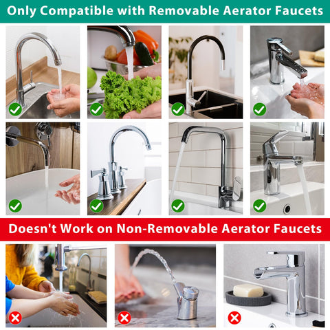 Compact AUGHOA adapter sized 1.06 by 1.06 inches on faucet.