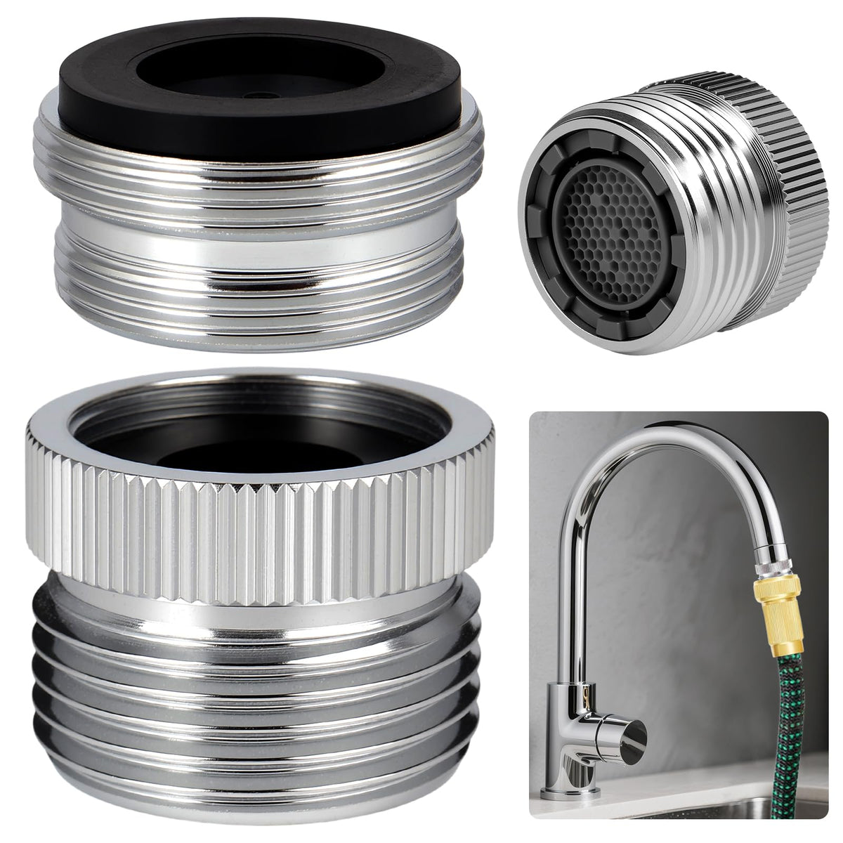 AUGHOA faucet adapter with aerator on chrome sink faucet for daily use.