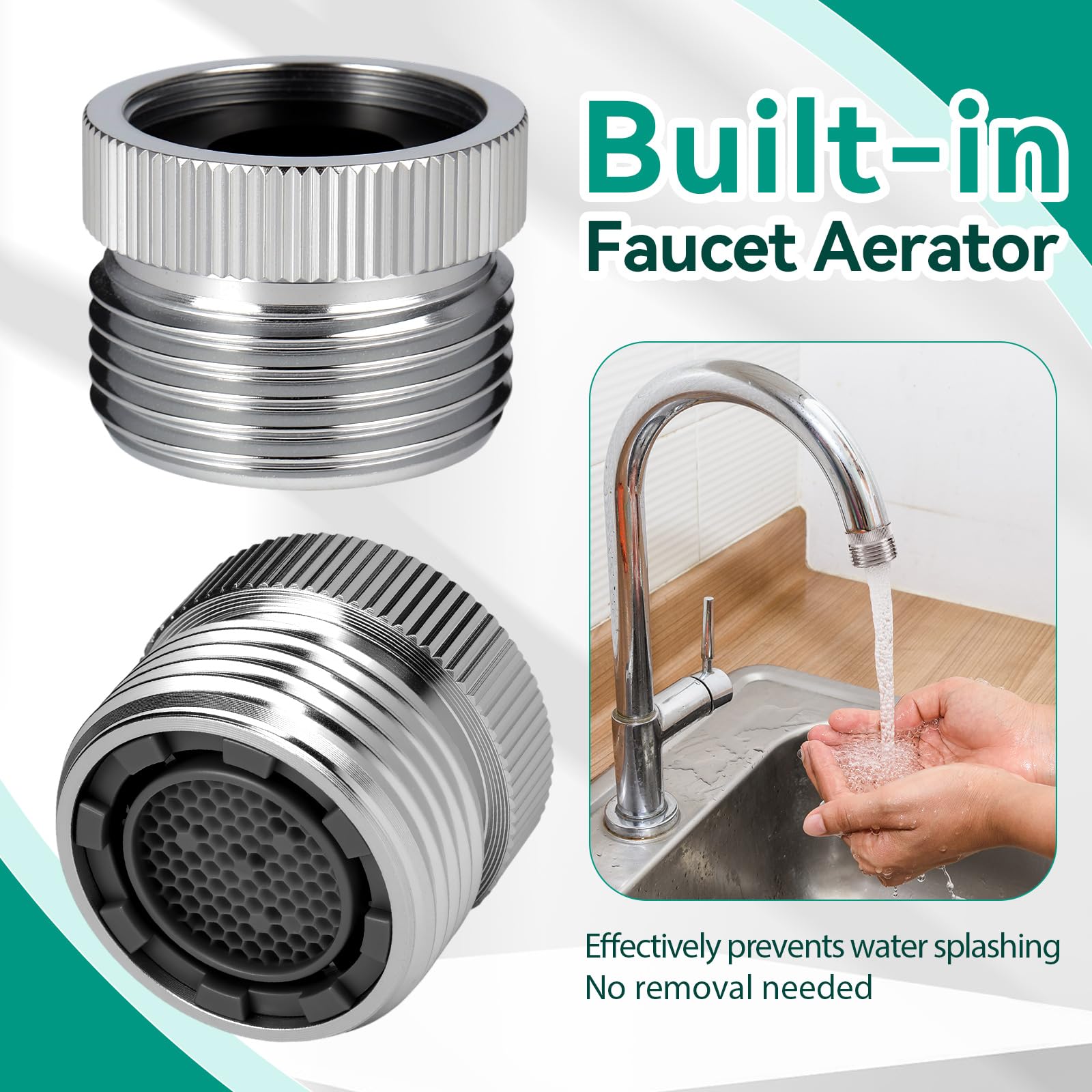 AUGHOA packaging highlights included aerator and hose adapter.