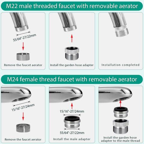 Hands installing AUGHOA quick connect faucet adapter by hand.
