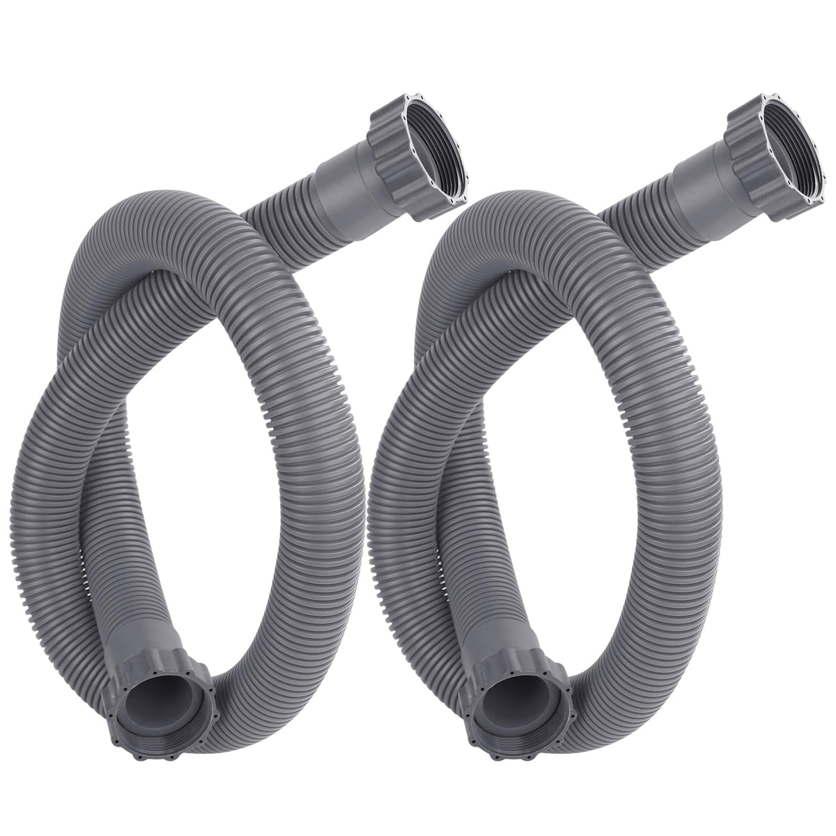 Augisteen two-pack pool hoses with nut ends for quick connections.
