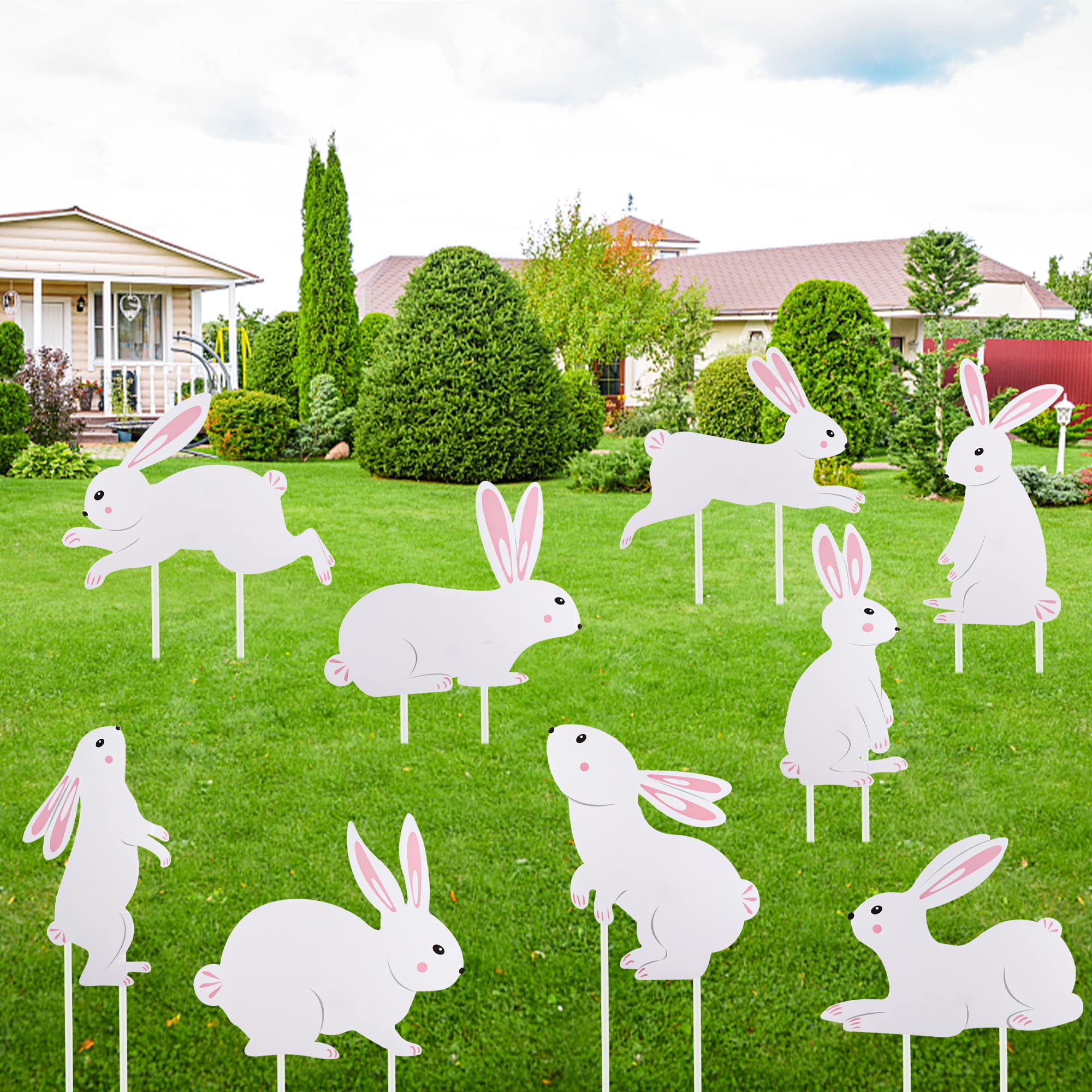 Augisteen bunny yard sign tabletop display doubles as decor.