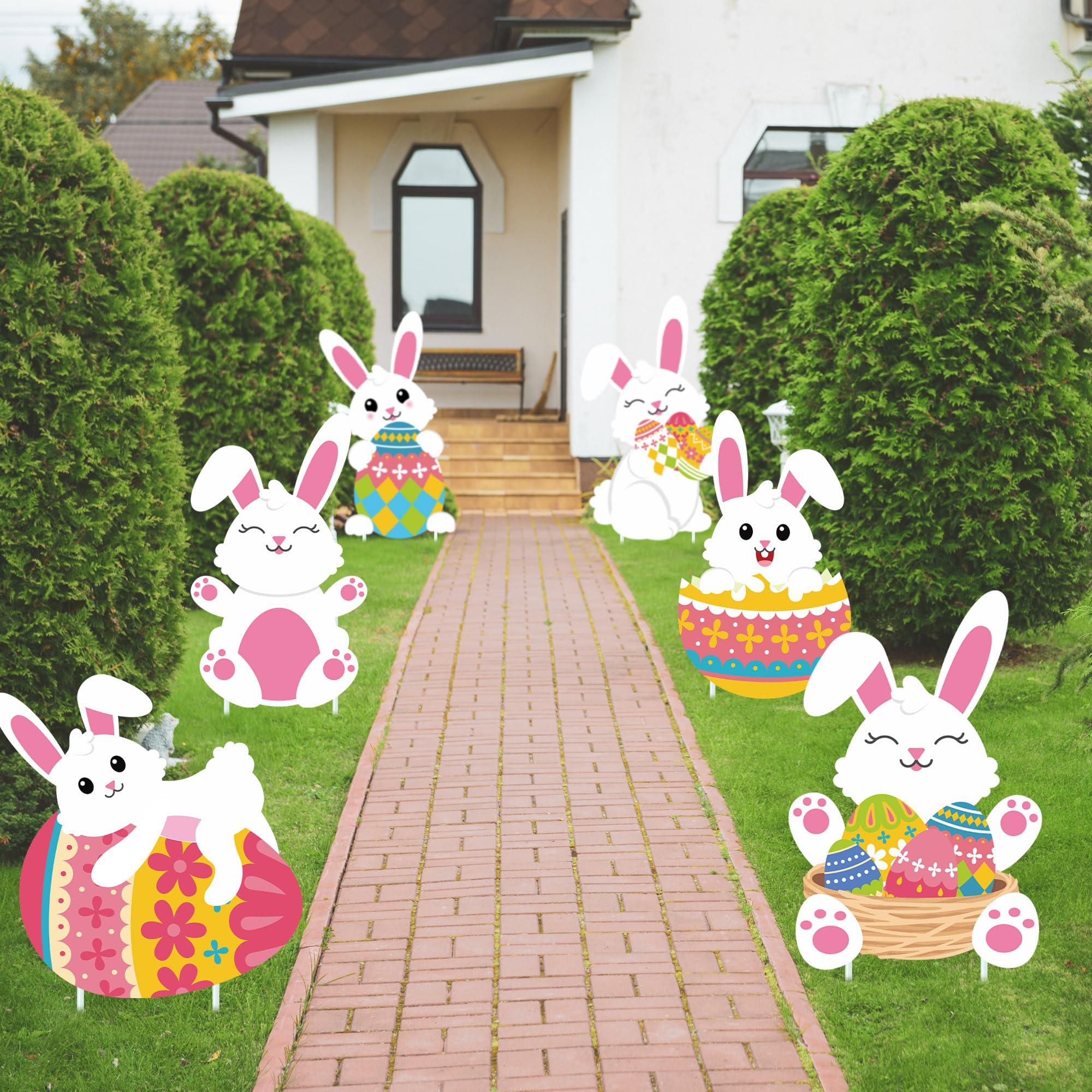 Augisteen festive Easter signs mark play areas and greeting points.