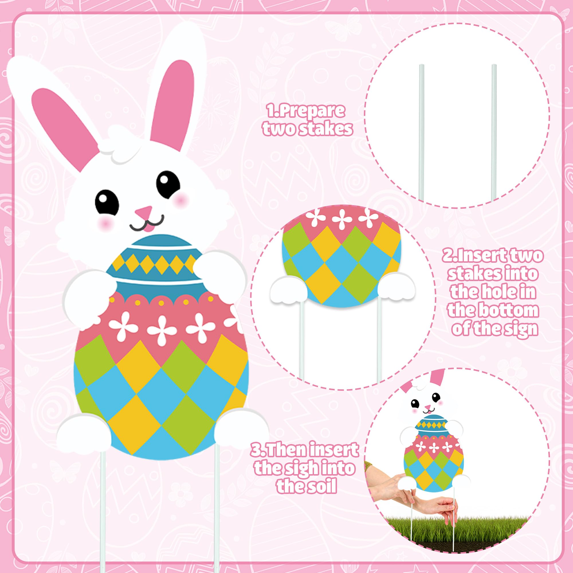 Augisteen bunny yard sign with ground stakes for quick, stable setup.