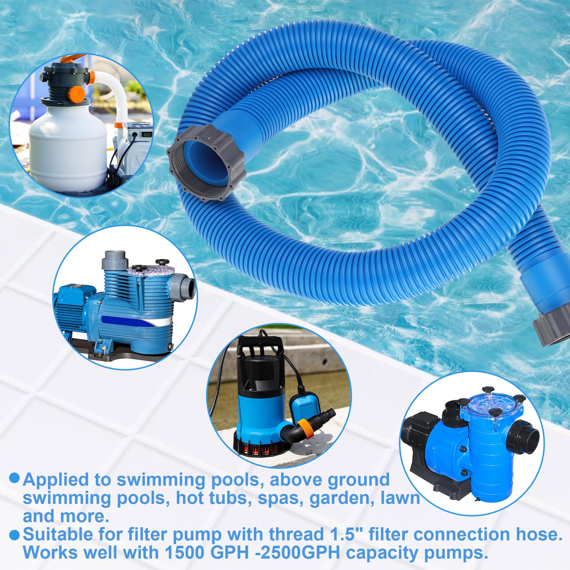 In use with an above-ground pool setup featuring Augisteen hose