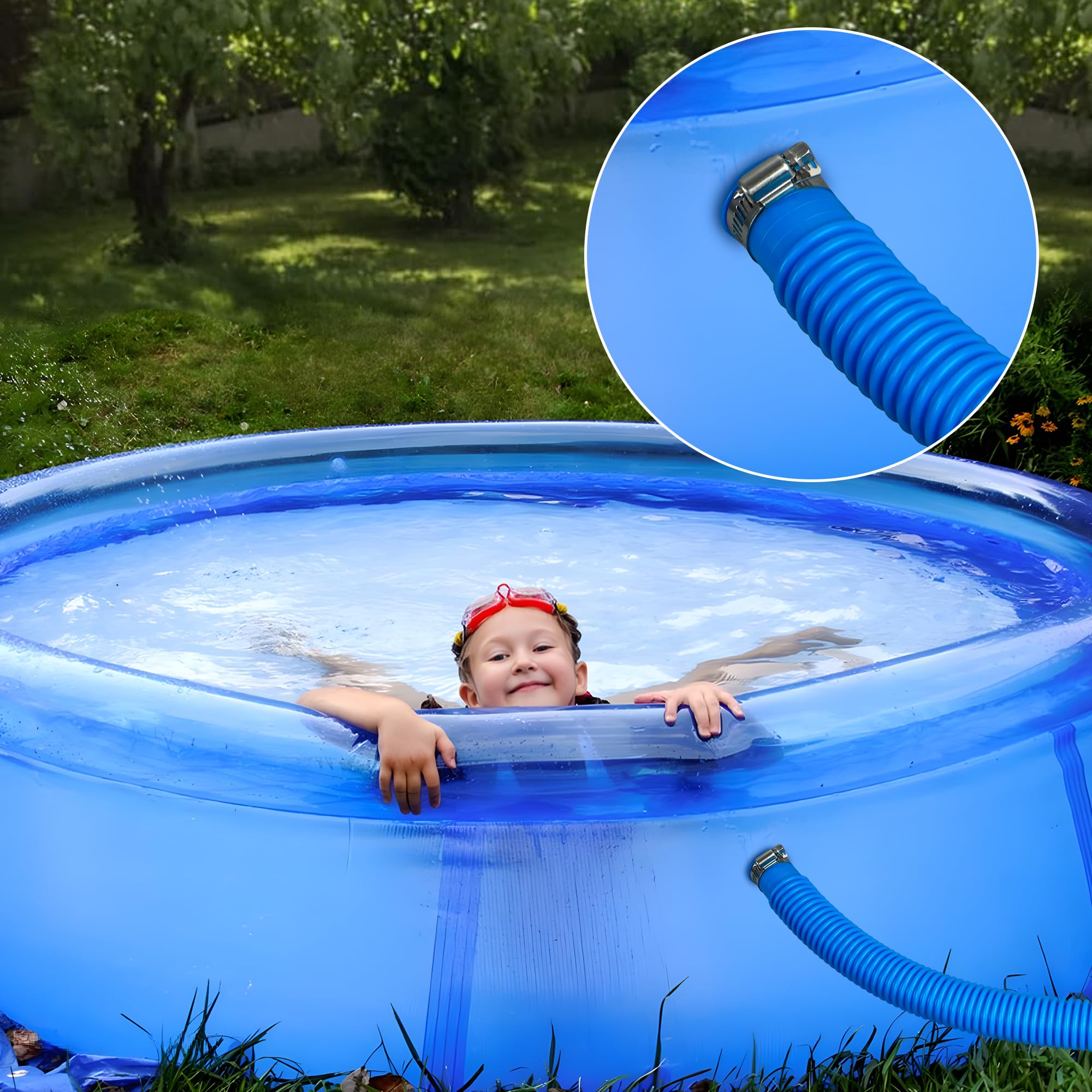 Augisteen hose installed on an above-ground pool for testing fit