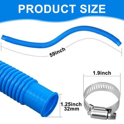 Augisteen pool hose with eight metal clamps for secure connections