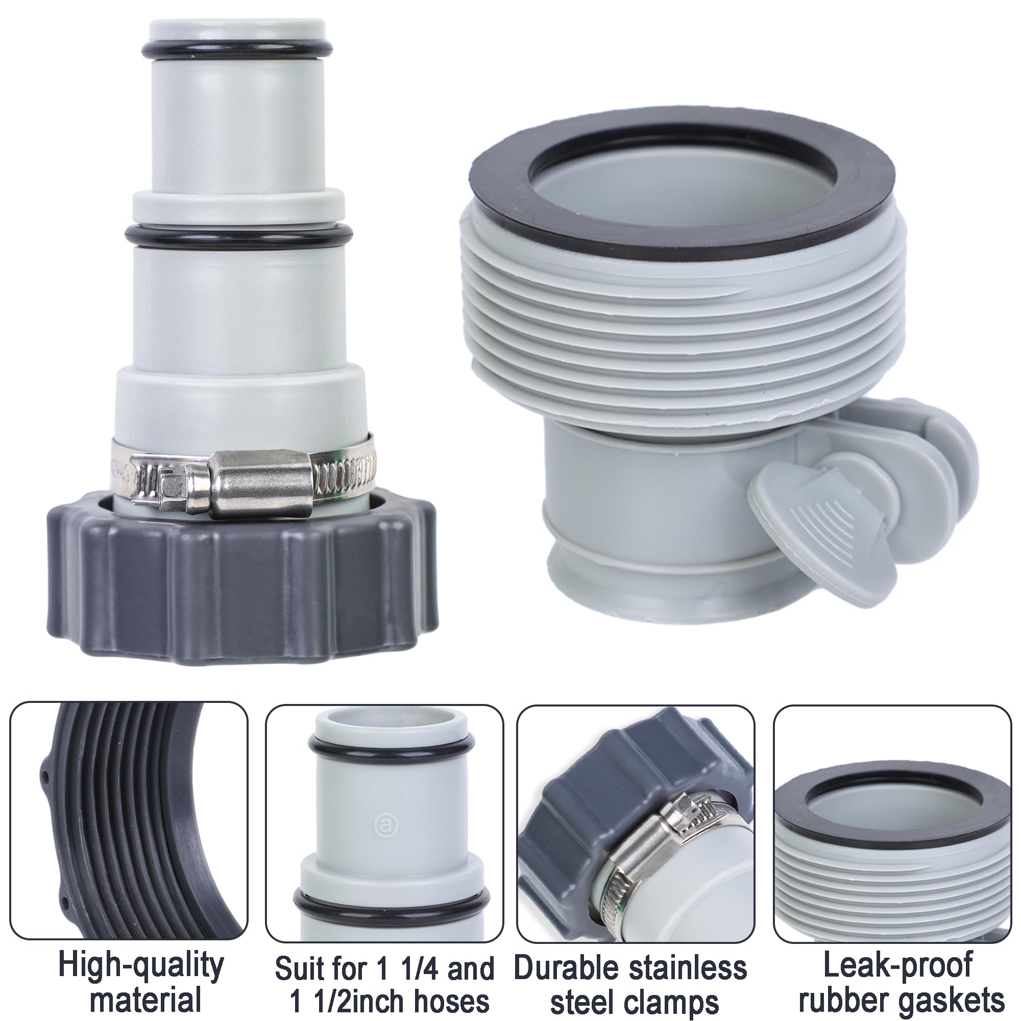Augisteen rubber washers add extra seal around pool hose connections.