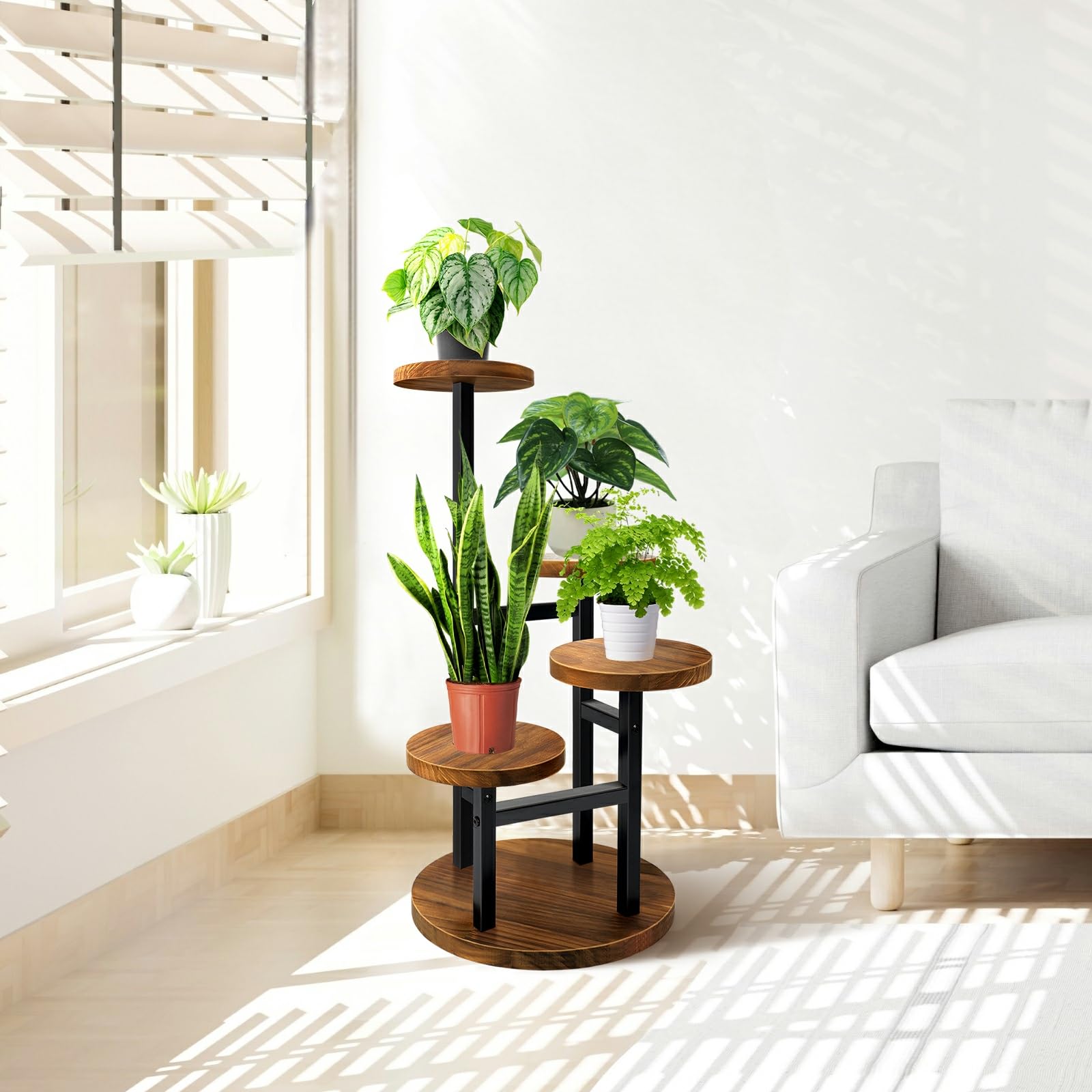AUGOSTA plant display on patio shows weather-friendly indoor-outdoor versatility.