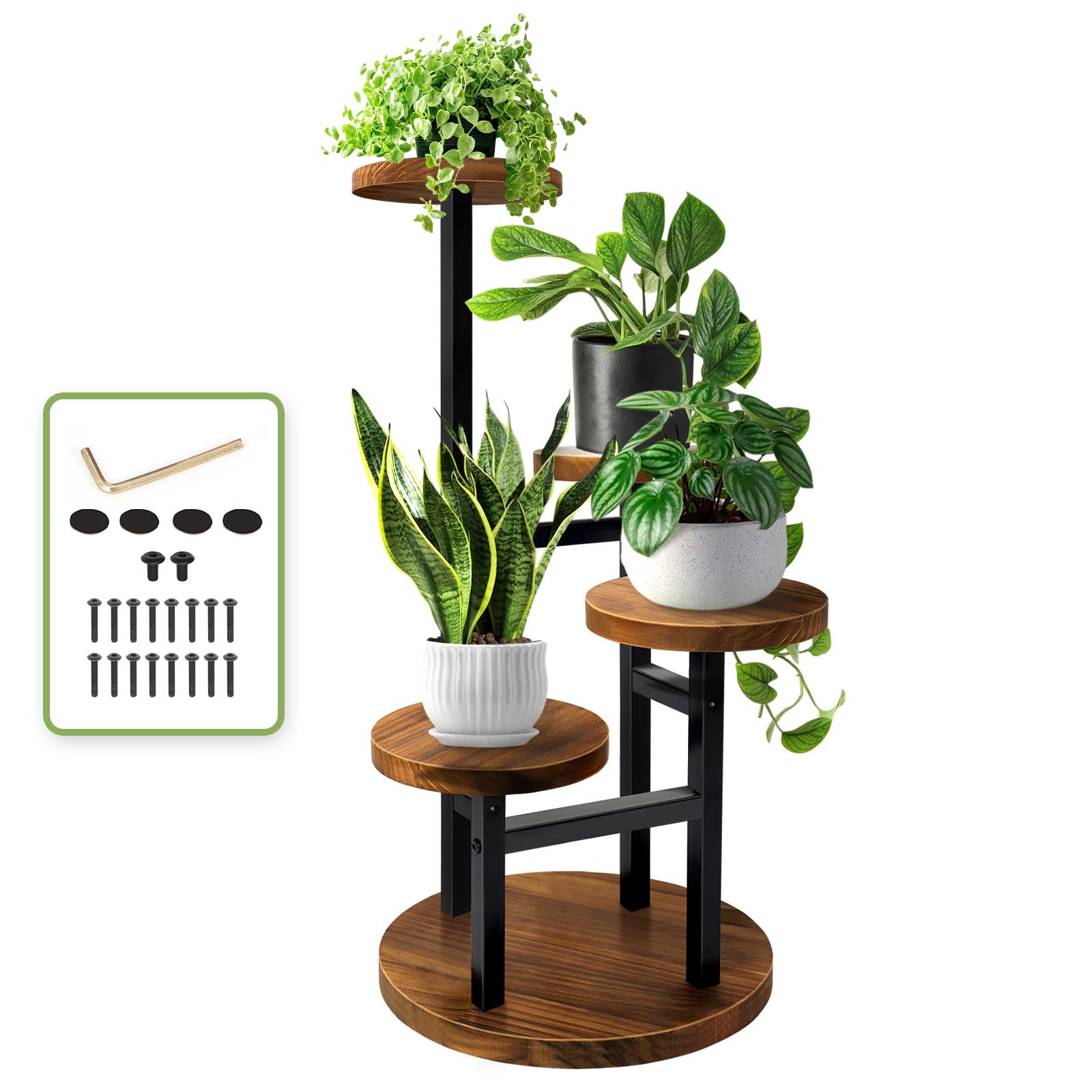 AUGOSTA 4-tier corner plant stand top view displaying compact footprint for small spaces.