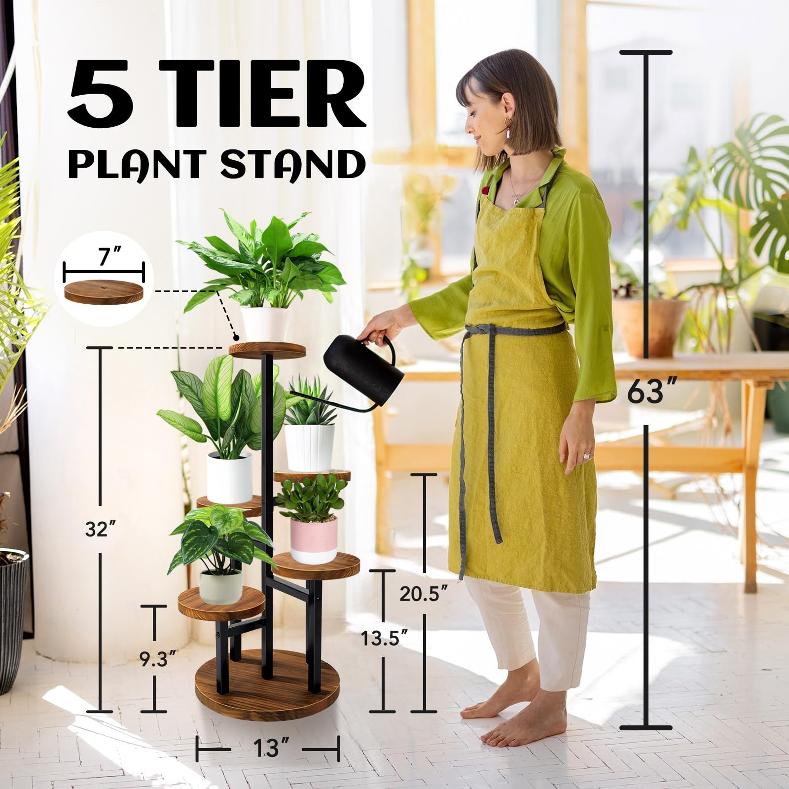 AUGOSTA plant stand base detail highlighting sturdy iron frame and wide 13 inch base.