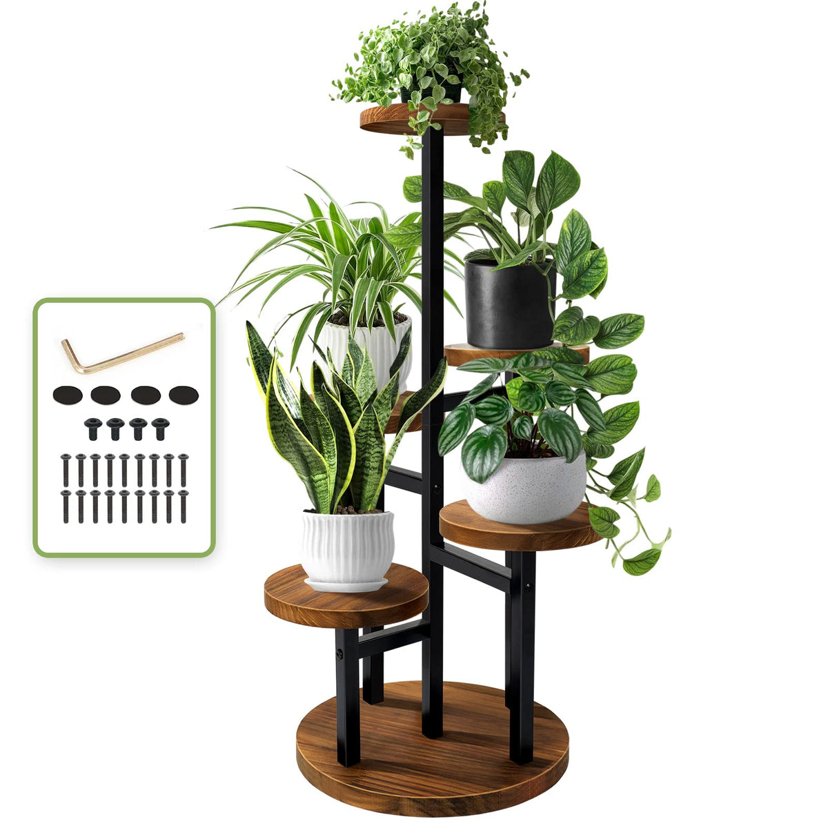 AUGOSTA 5-tier plant stand from the side showing five levels for organized greenery.