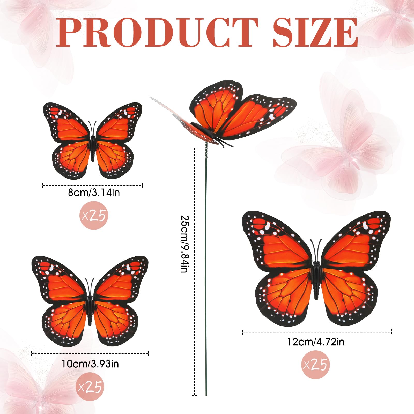 Augshy monarch butterfly stake 10cm creates height and charm in garden borders