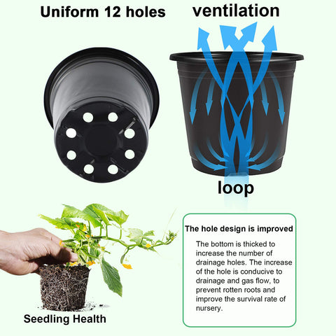 Augshy 12 drainage holes per pot for airflow and drainage.