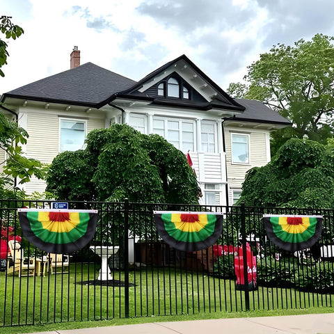 Augshy celebration flags brighten events like Kwanzaa or Black History Month.