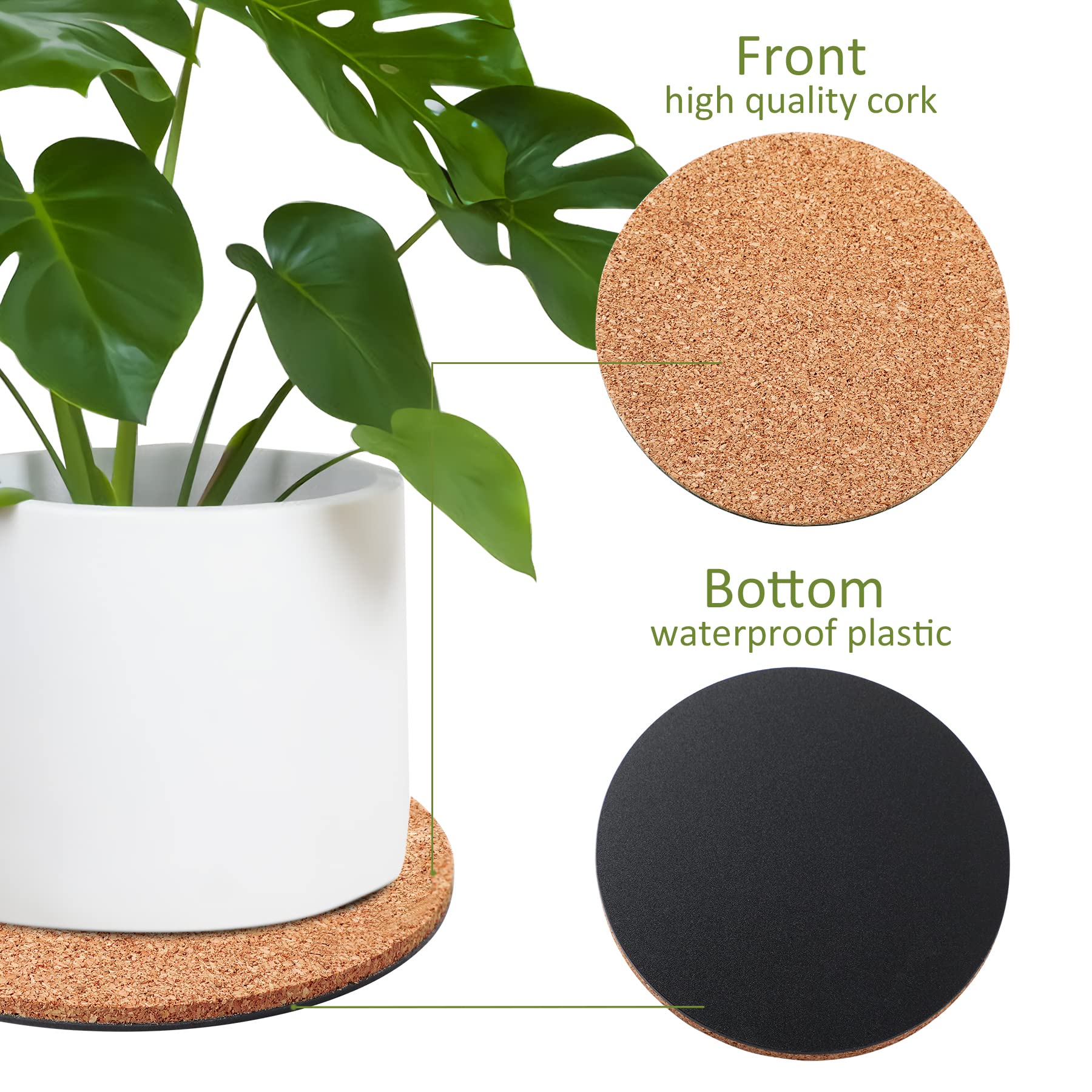Augshy cork plant saucer 8-inch setup demonstrating slip-resistant surface