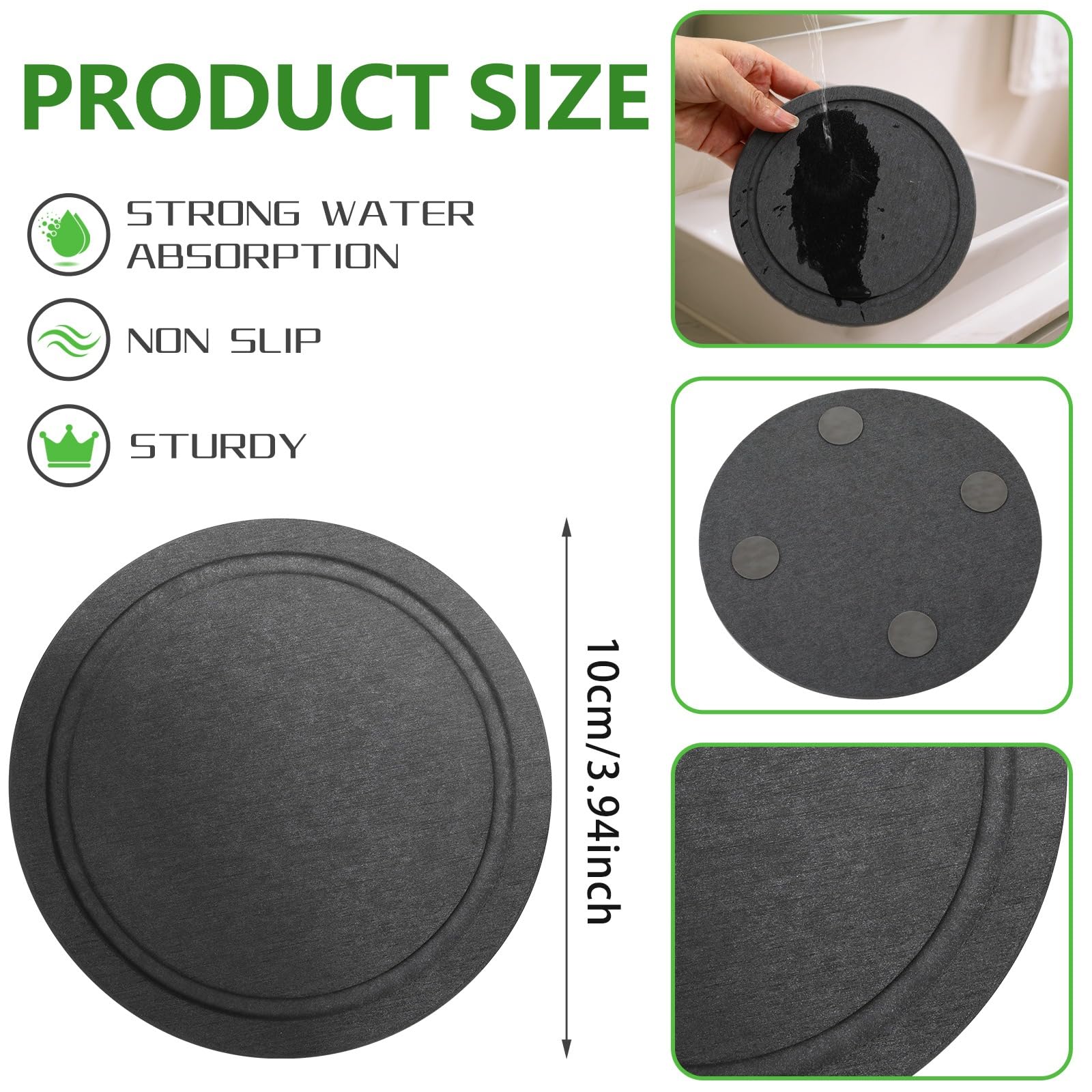 Augshy 4-inch saucer, side view highlighting non-slip feet and surface protection.