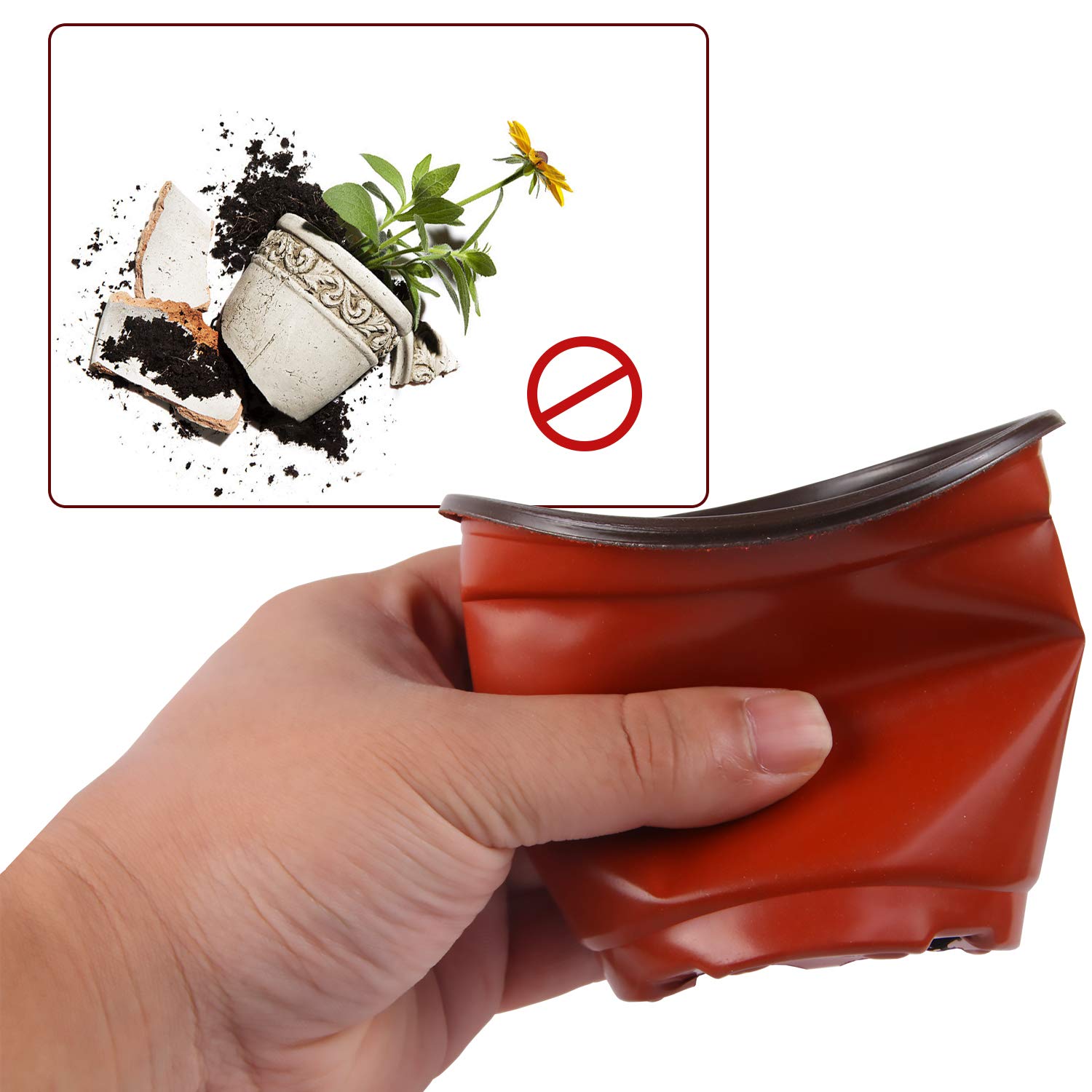 Augshy pot bottom shows six drain holes for ventilation.