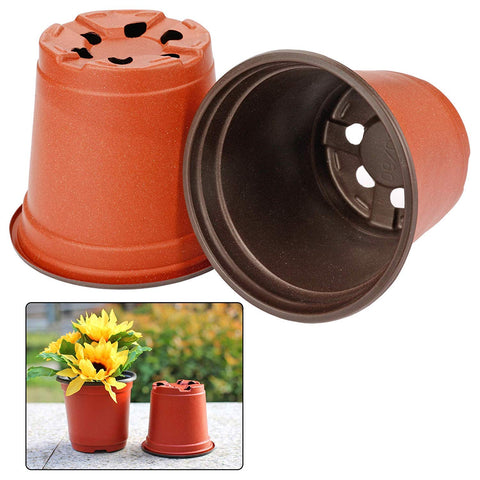 Augshy nursery pot 4-inch side view shows lightweight, reusable plastic