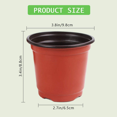 Augshy nursery pots brick-red exterior with dark interior for stylish drainage.