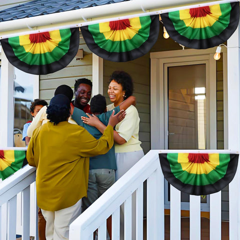 Augshy polyester flag material resists fading in outdoor conditions.