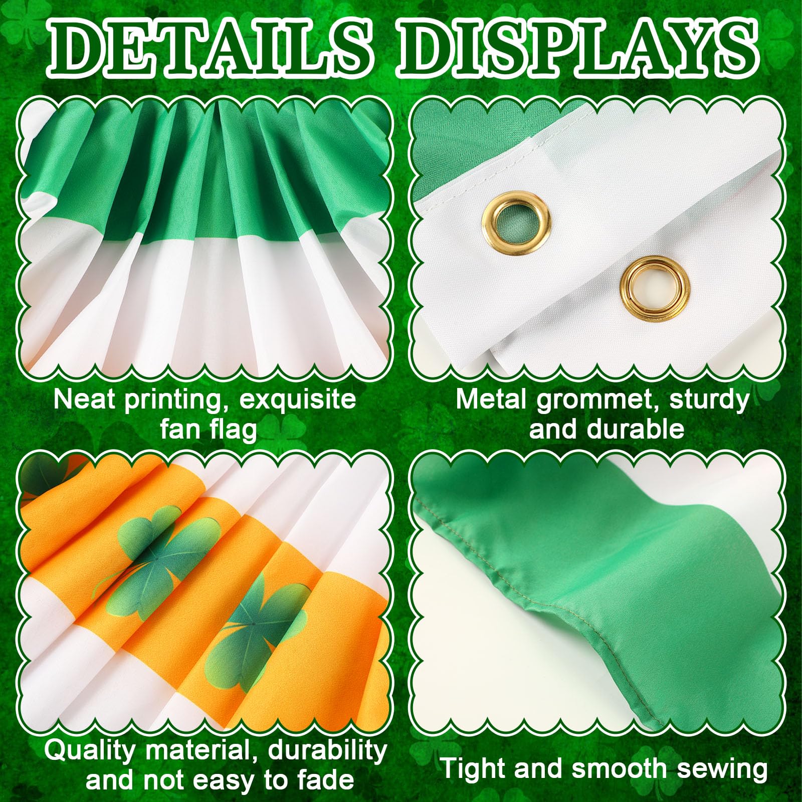 Augshy bunting features three brass grommets per flag for easy hanging.