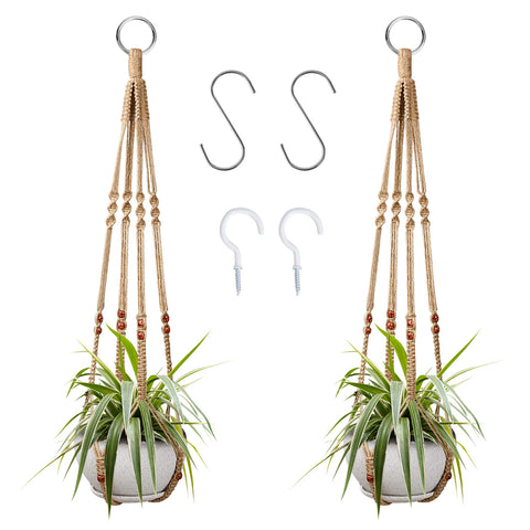 Augshy two-piece plant hangers with cotton rope for versatile indoor-outdoor decor.