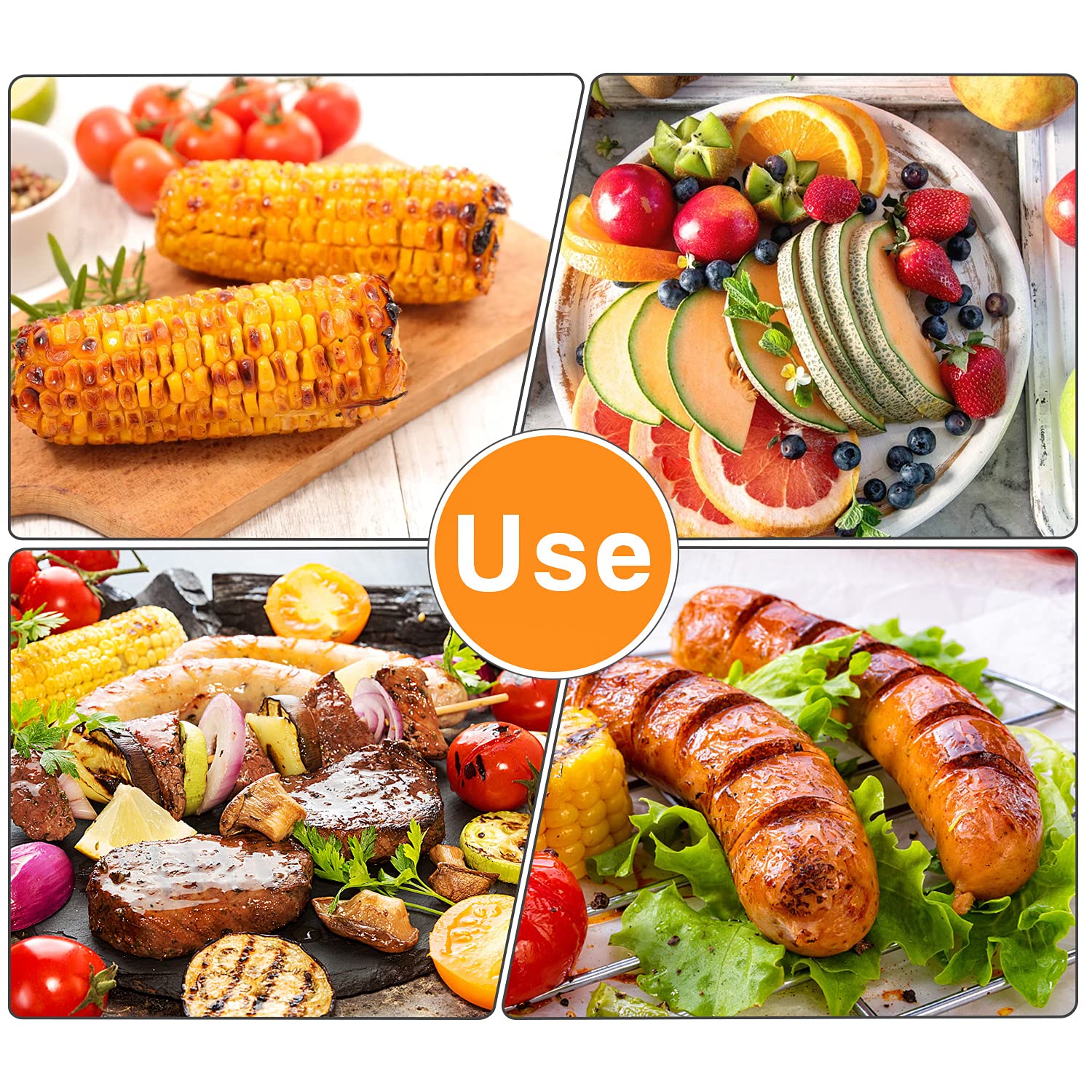Augsun color-coded set suits barbecues, picnics, and family meals.
