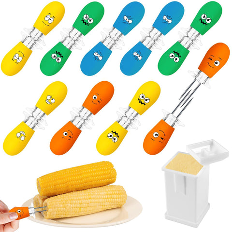 AUGSUN corn holders set with interlocking design for easy storage and safe serving.
