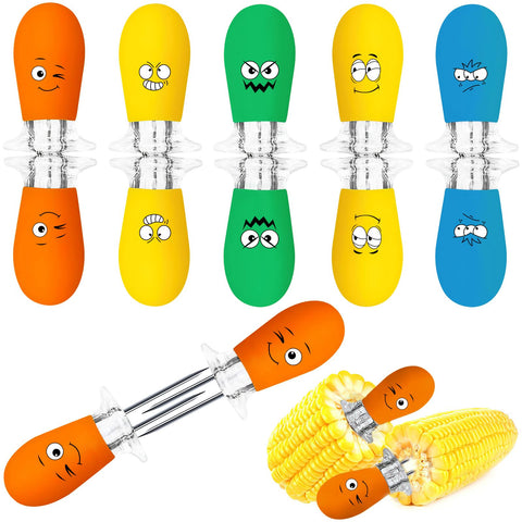 Augsun corn holders with funny faces in multicolor for playful family meals