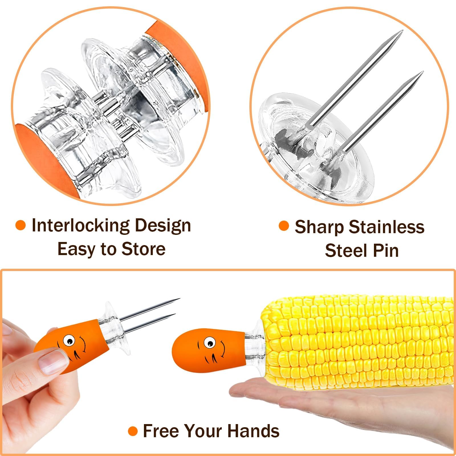 AUGSUN stainless steel prongs resist rust for reliable corn handling.