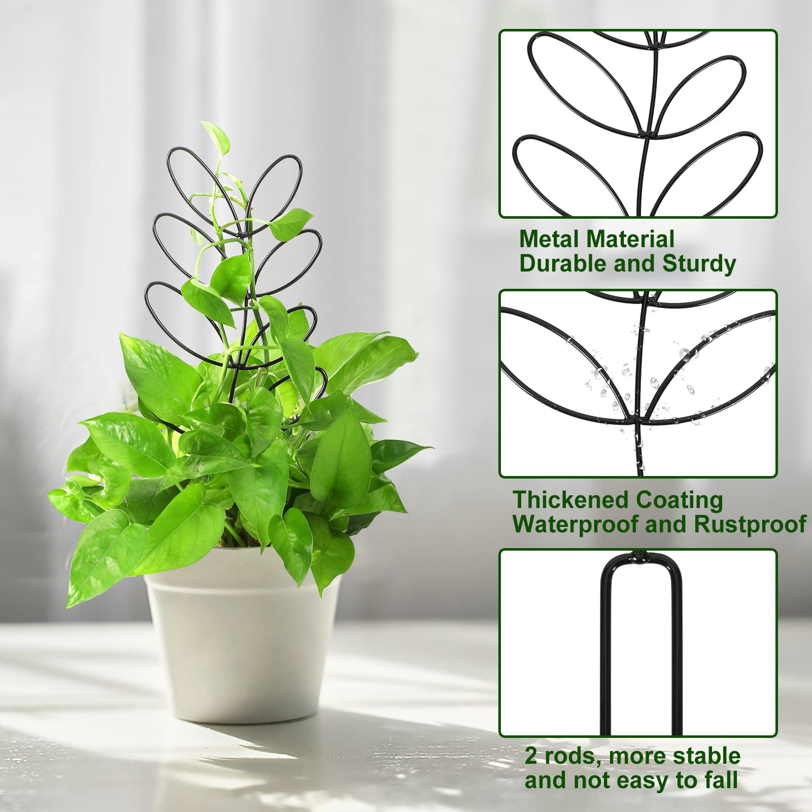 AUGSUN leaf-shaped plant support adds decorative flair to your flower pot.