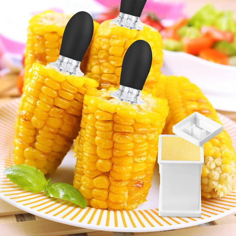 AUGSUN silicone-handled corn holders with heat insulation for comfortable grip.