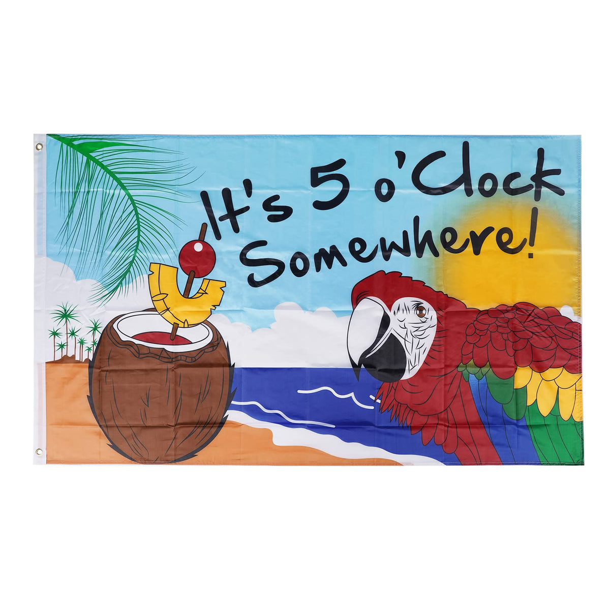Auhafaly It's Five O'Clock Somewhere Parrot flag with vivid colors for outdoor parties