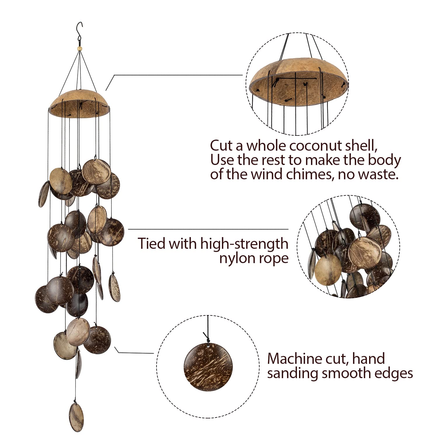 AUHD outdoor garden wind chime hanging creates calm backyard atmosphere.