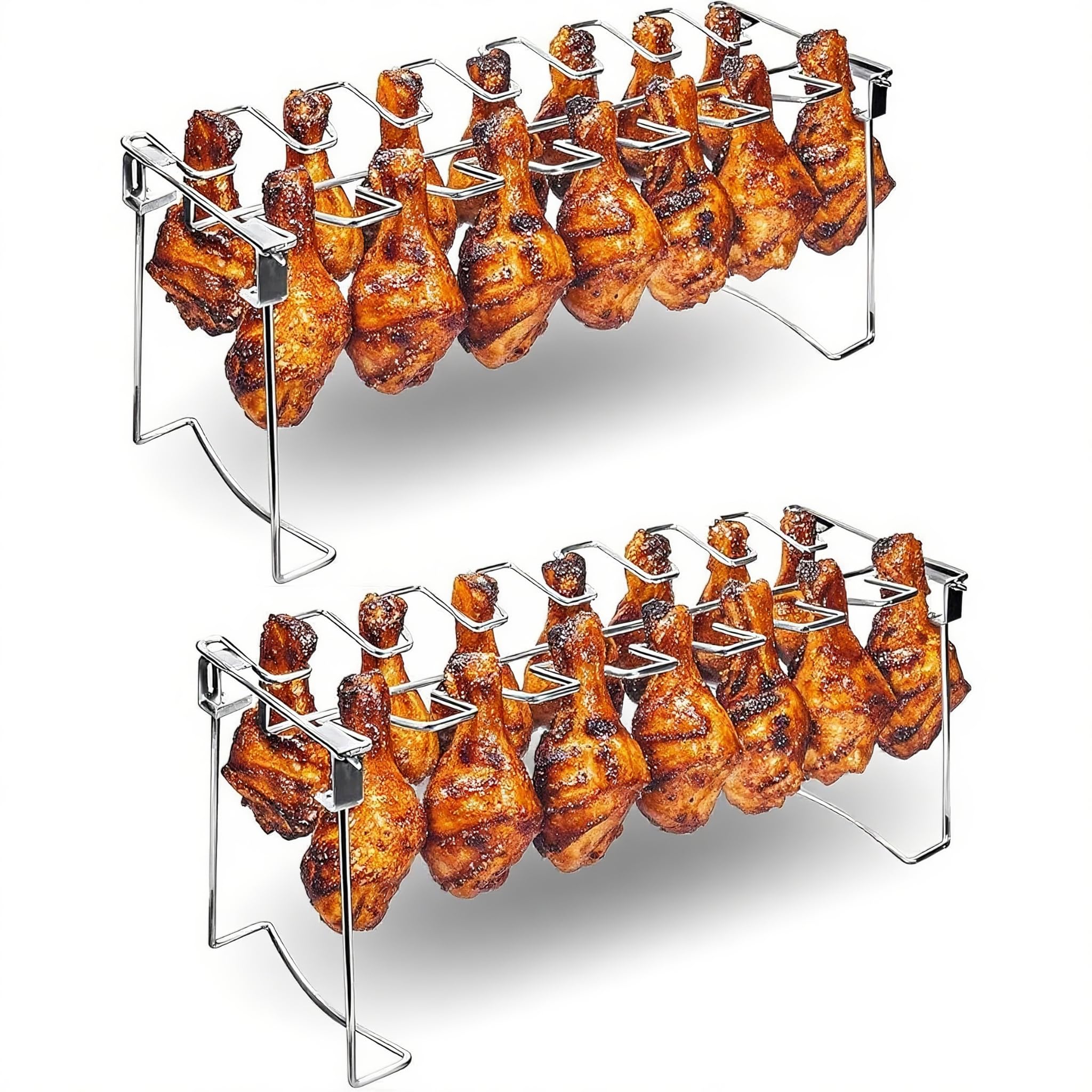 auisea Chicken Leg Rack with 14 slots shows efficient vertical grilling for drumsticks