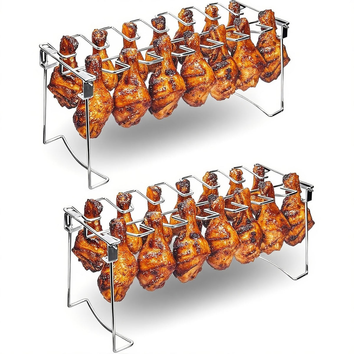 auisea Chicken Leg Rack with 14 slots shows efficient vertical grilling for drumsticks